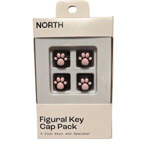 Figural Key Cap Pack 4 Icon Keycaps and Spacebar Pink Paw Design